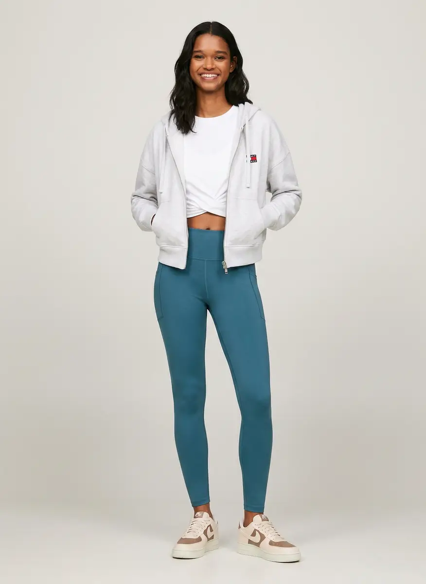 Tommy Hilfiger Tommy Jeans Women's Medium Weight Cropped Zip Up Hoodie With Embroidered Flag Logo 5