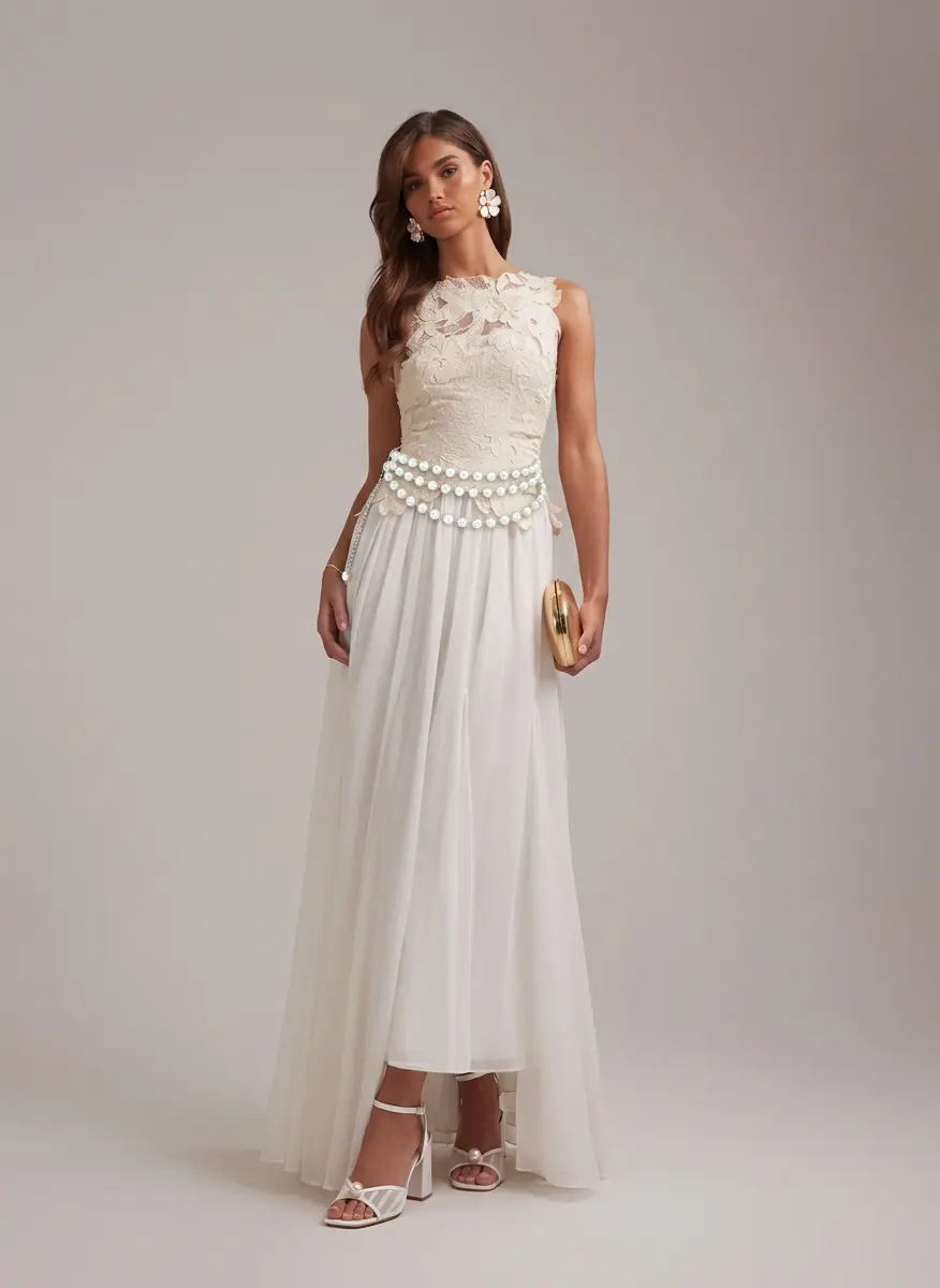 Elegant Pearl & Tulle Ensemble