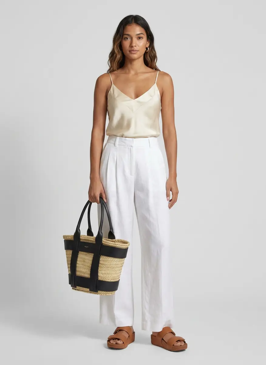 Demellier The Santorini Caged Raffia Tote Bag 7