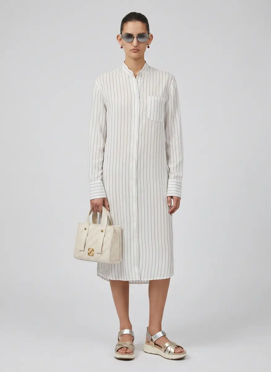 Totême White Striped Summer Tunic Midi Dress 5