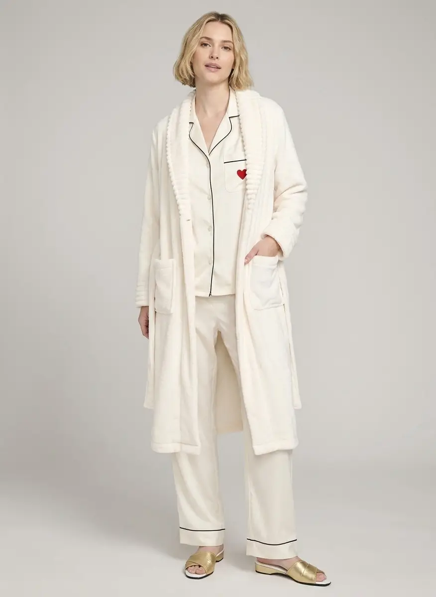 ELLE Collection Women's Satin PJ Set Long Pajama 4