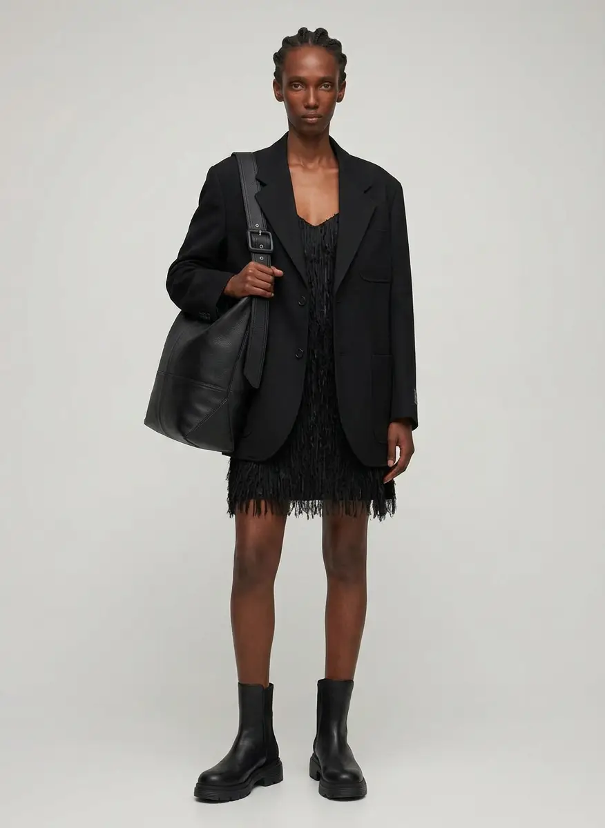 AMI Black Taurillon Leather Etienne Crossbody Bag 7