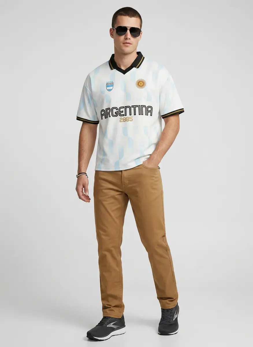 Cotton On Men's Athletic Vibe Football V-Neck Polo Shirt 5