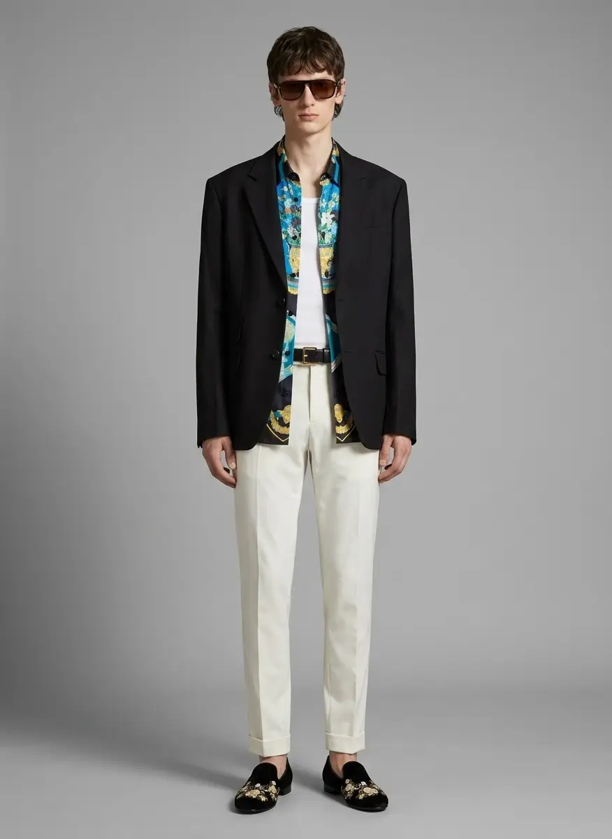 AMI Black Linen Blend Single-Breasted Straight Blazer 5