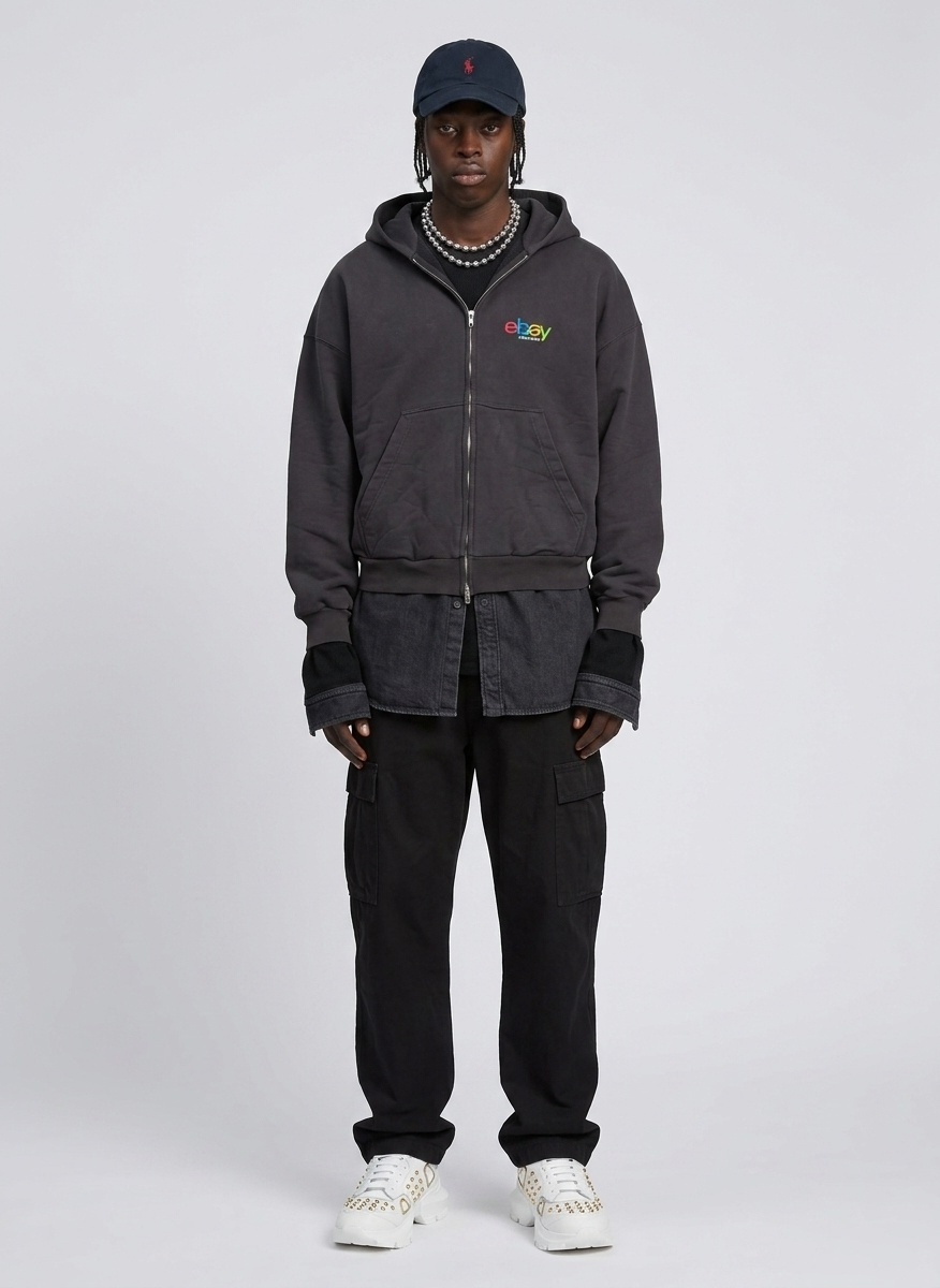 Balenciaga Black eBay Edition Zip-Up Hoodie - Hoodies - Free
