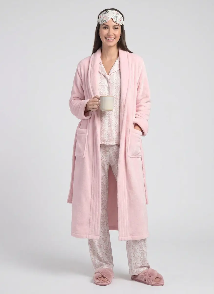 Lands' End Women's Cozy Plush Long Wrap Robe 5
