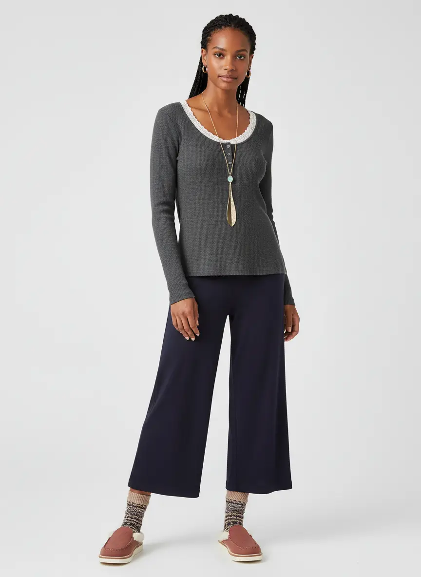 Out From Under Out From Under Diana Layering Lace-Trim Henley Top 8