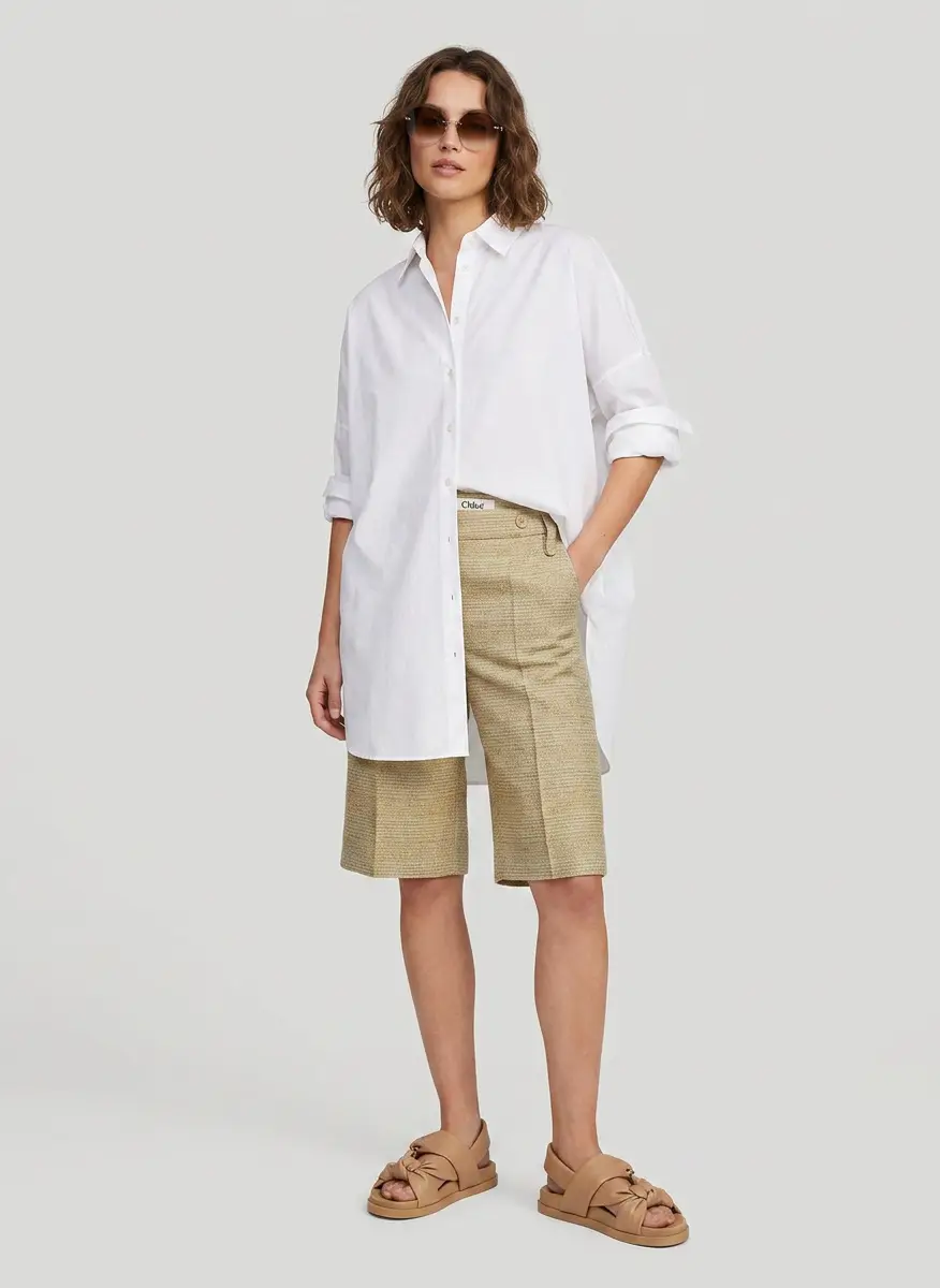 Chloé Chloe Beige Patterned Regular Shorts L 7
