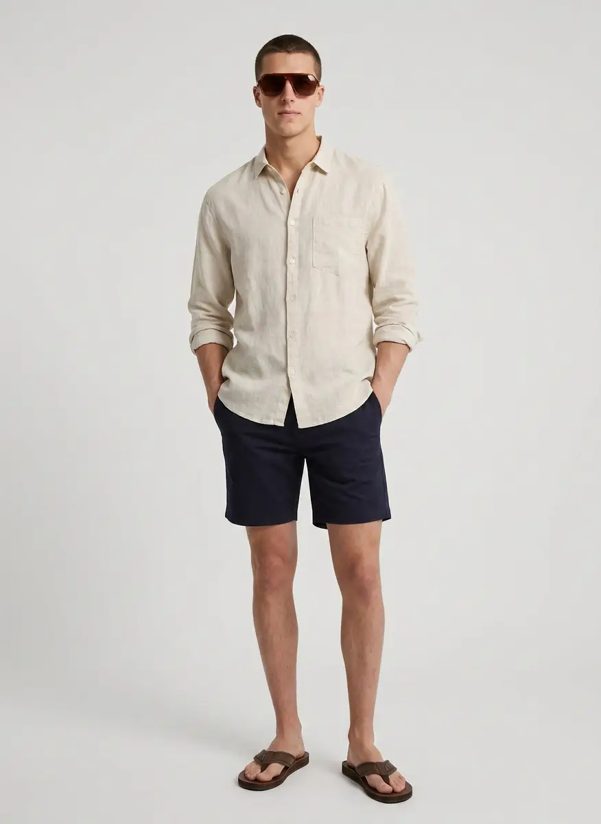 REISS Men's Wicket Modern Fit 7" Cotton Blend Chino Shorts 8