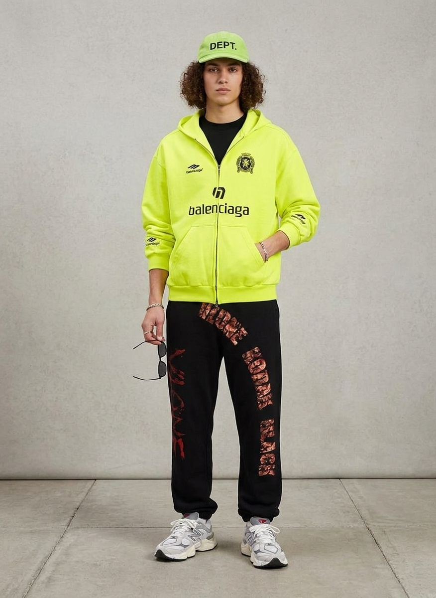 Balenciaga Paris Soccer Medium Fit Zip-Up Hoodie - Free Shipping