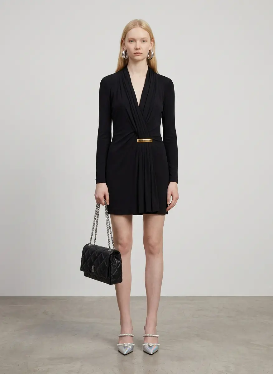Tom Ford Black V-Neck Long Sleeve Cocktail Minidress 5