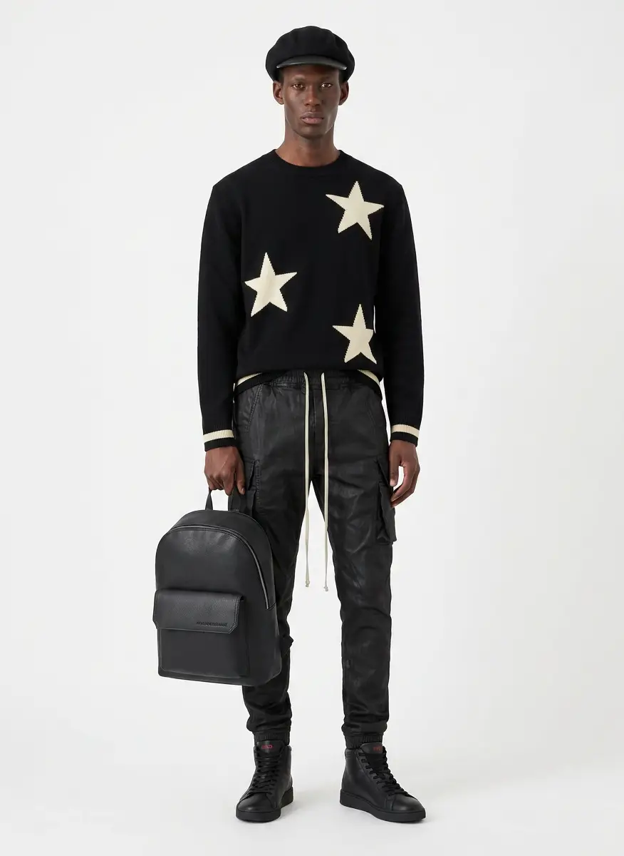 Valentino Black Crewneck Stars VLogo Sweater 7