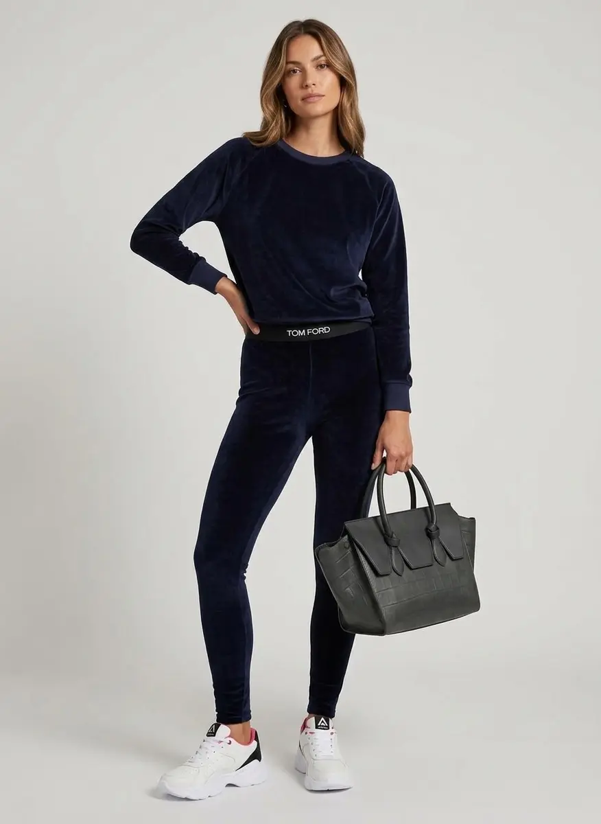 Monochromatic Velour Athleisure