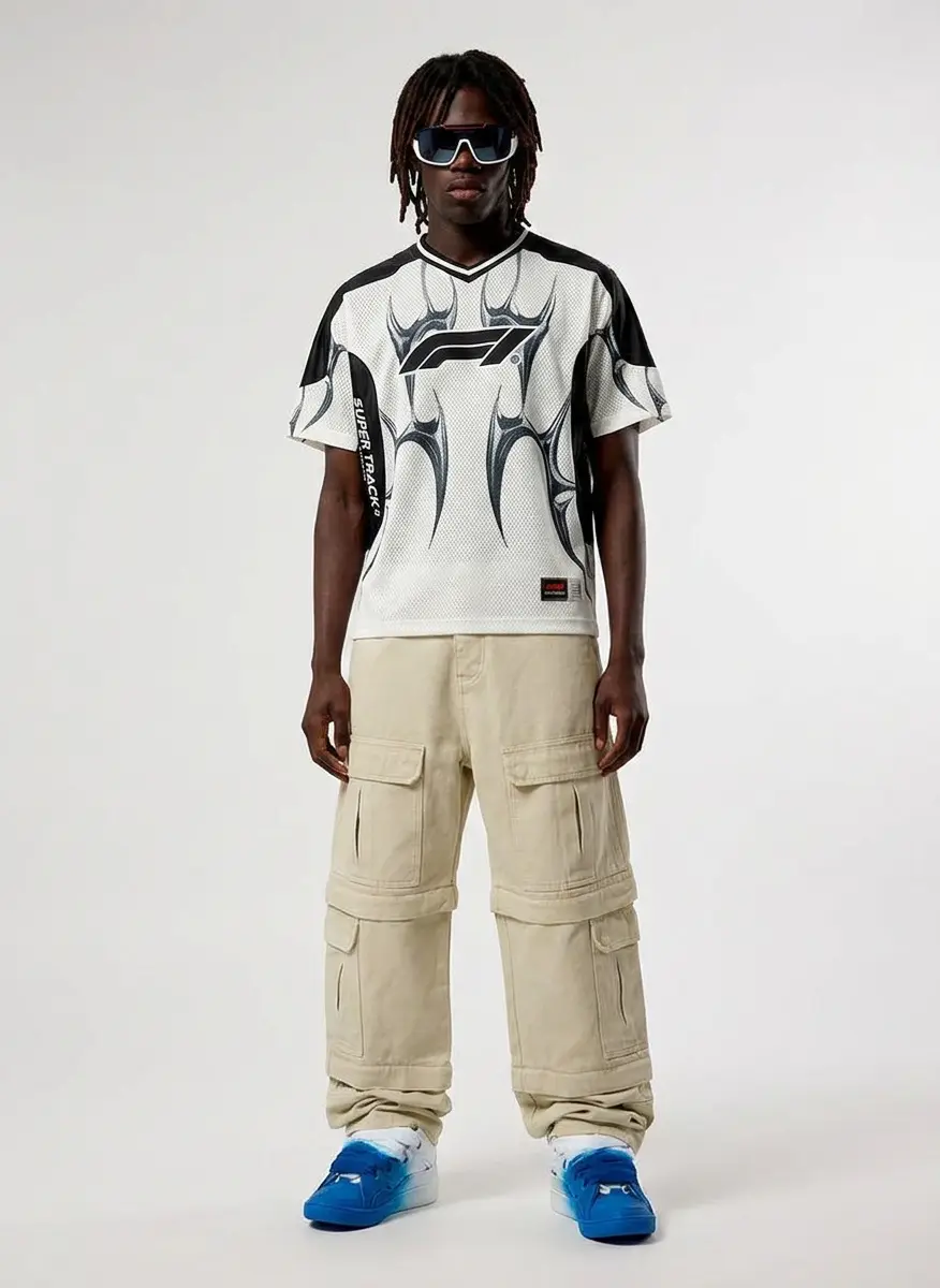 Lanvin Blue & Off-White Spray Curb Sneakers 6