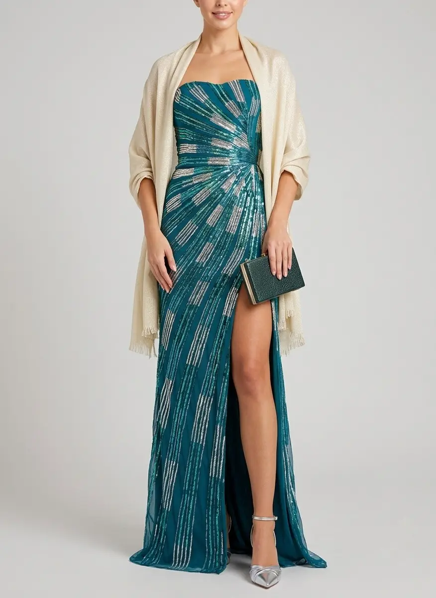 Teal Beaded Glamour
