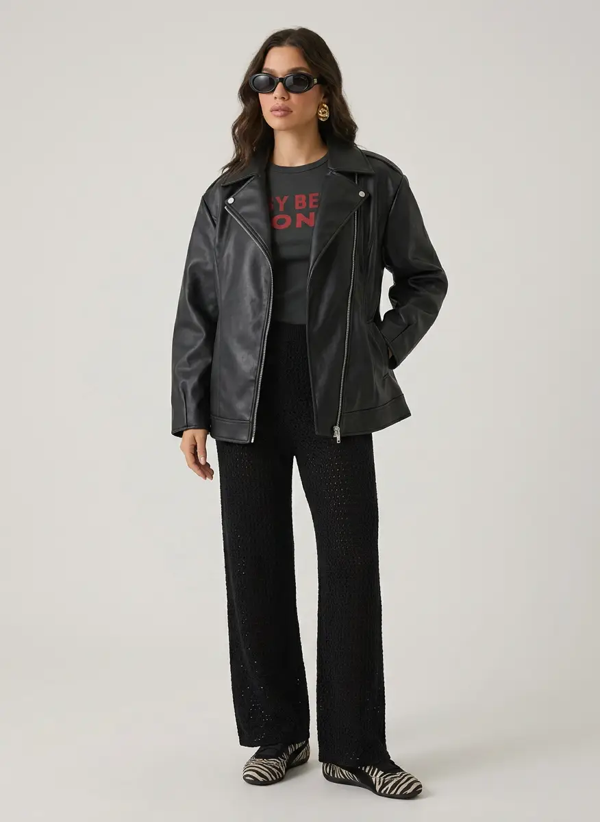 Totême Black Wide-Leg Trousers 6