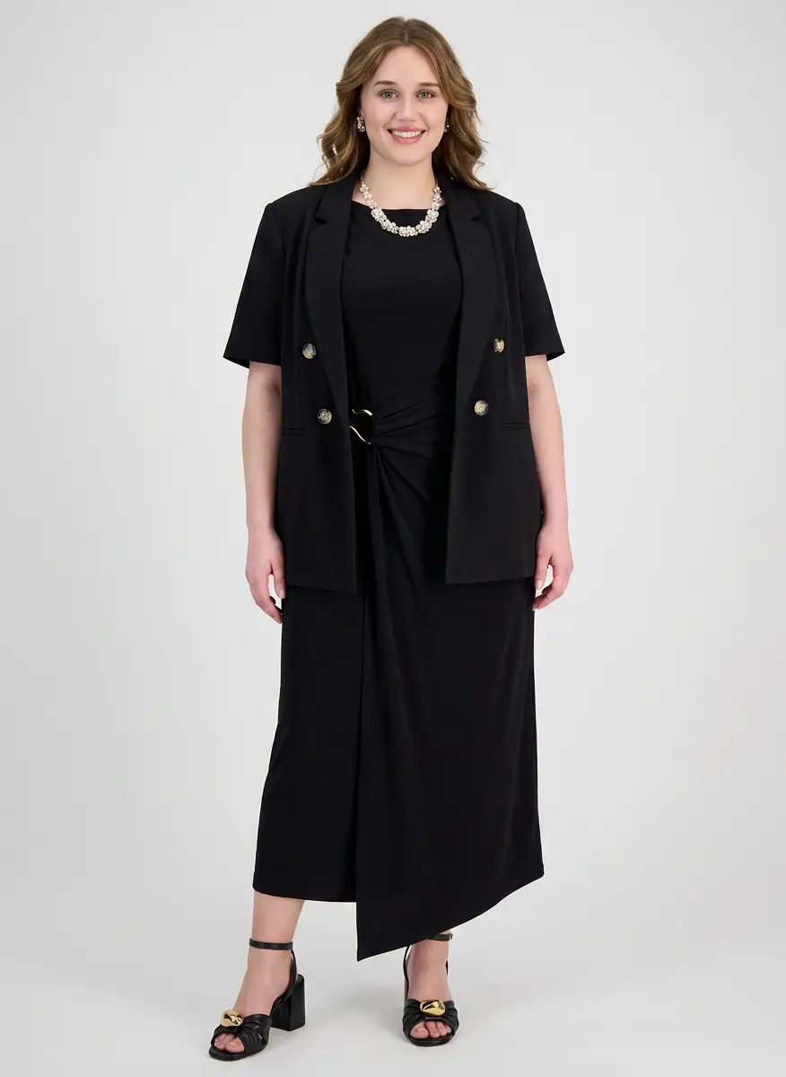 Anne Klein Plus Size Short-Sleeve Open-Front Blazer 4
