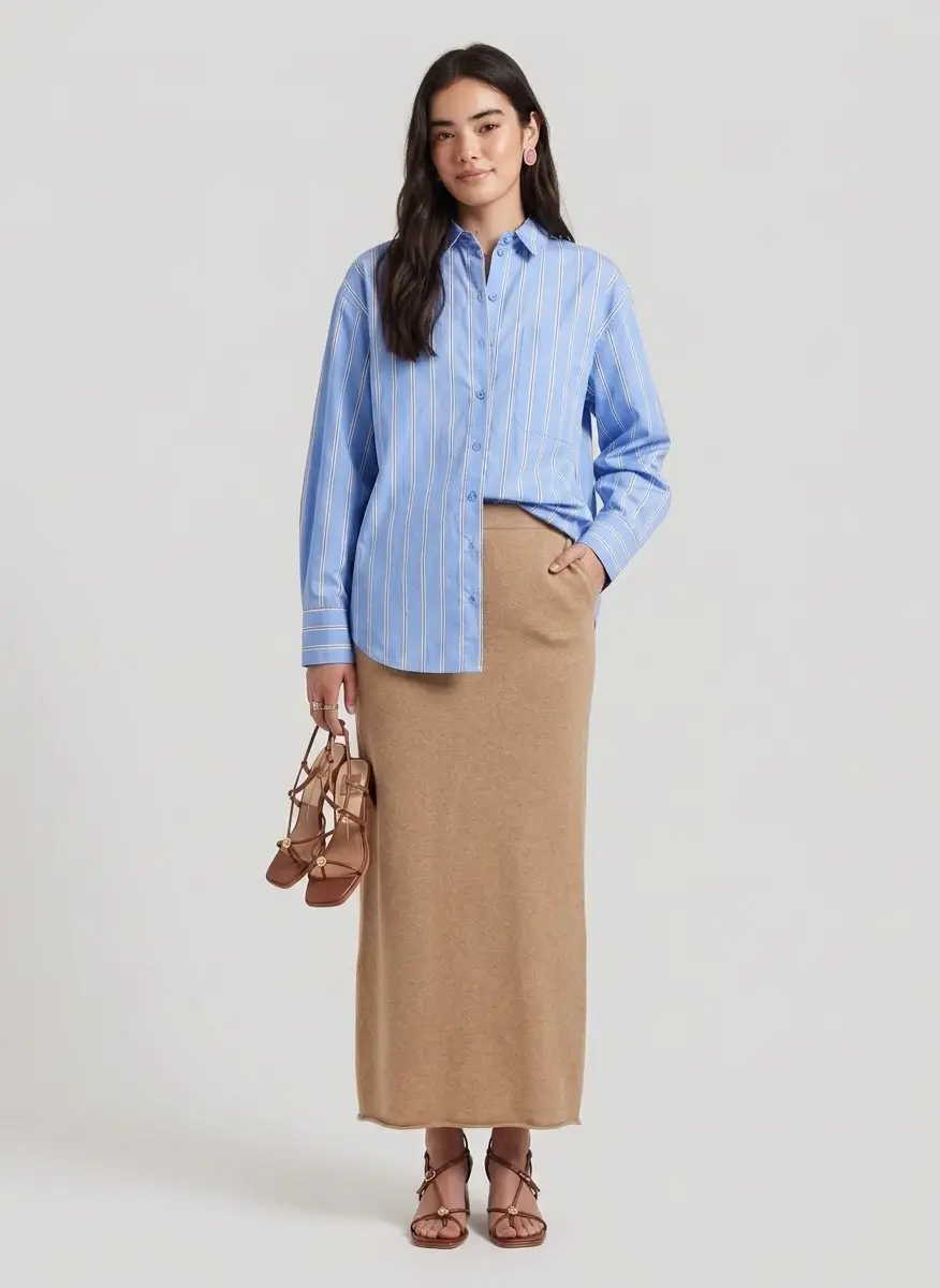 Lisa Yang Beige Charlotta Midi Skirt 5