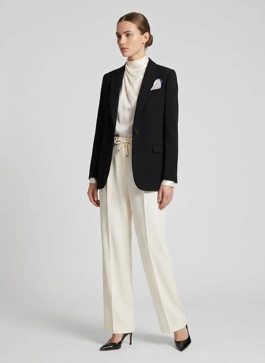 Moncler Off-White Gabardine Tailored Trousers 7