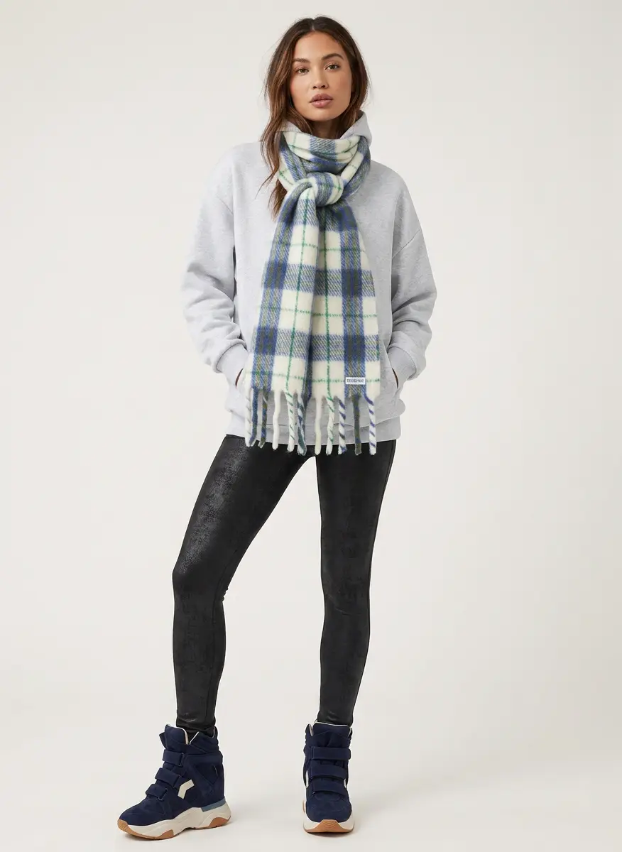 Burberry Navy & White Small Check Scarf 3
