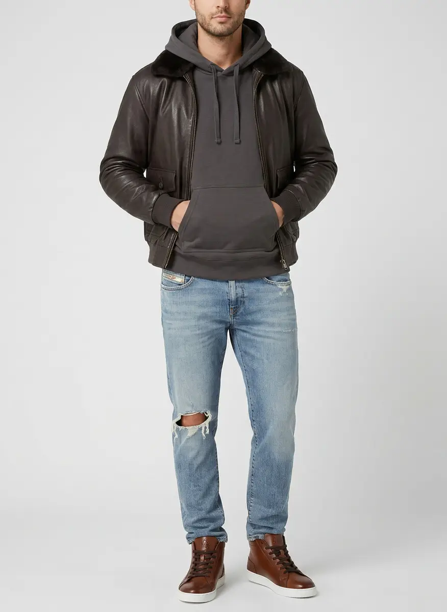 Landing Leathers Men's G-1 Leather Flight Bomber Jacket 4