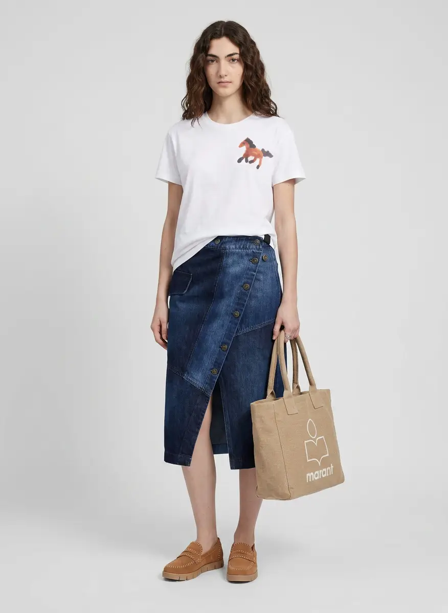 Stella McCartney White Watercolour Horse Cotton T-shirt 6