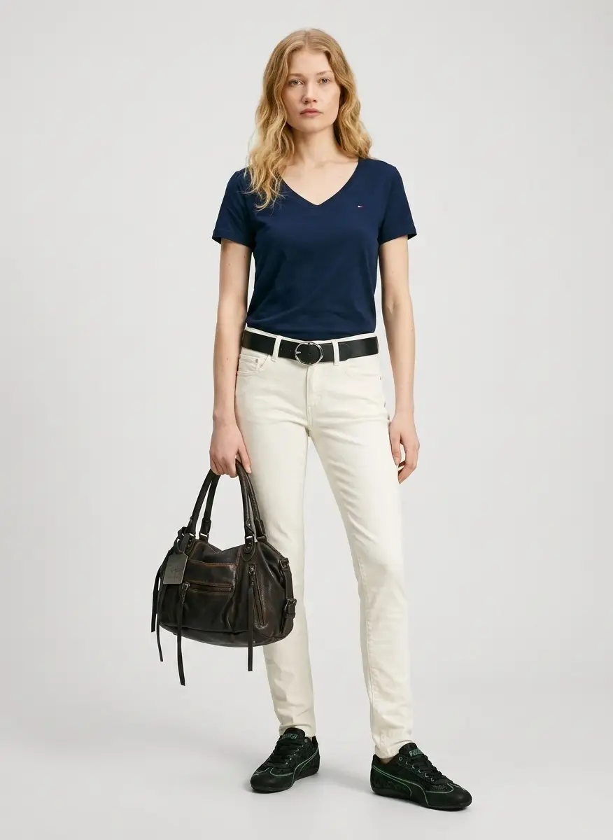 Tommy Hilfiger Women's Rib Slim V-Neck Short-Sleeve T-Shirt 7