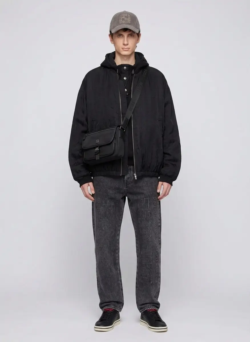 Wooyoungmi Black Wrinkled MA-1 Bomber Jacket 7