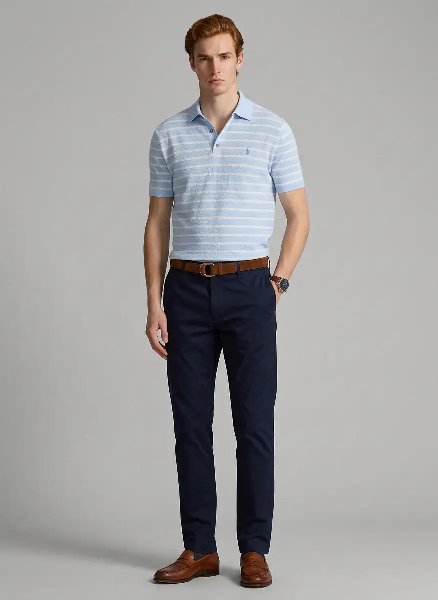 Ralph Lauren Striped Cotton Linen Polo Collar Sweater 6