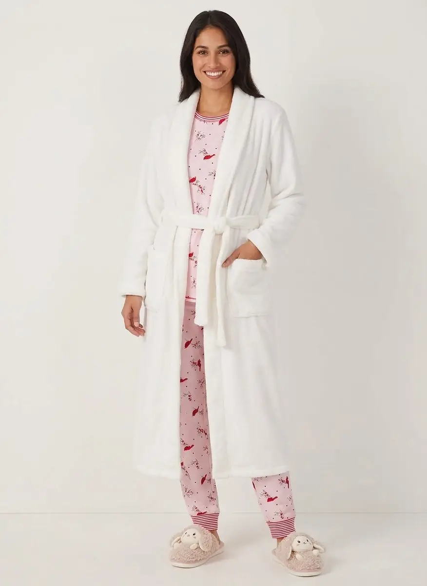 Lands' End Women's Cozy Plush Long Wrap Robe 8