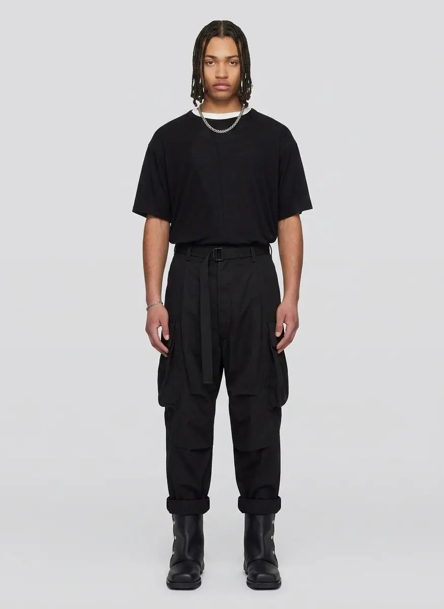 YOHJI YAMAMOTO Black Asymmetric Short Sleeve T-shirt 5