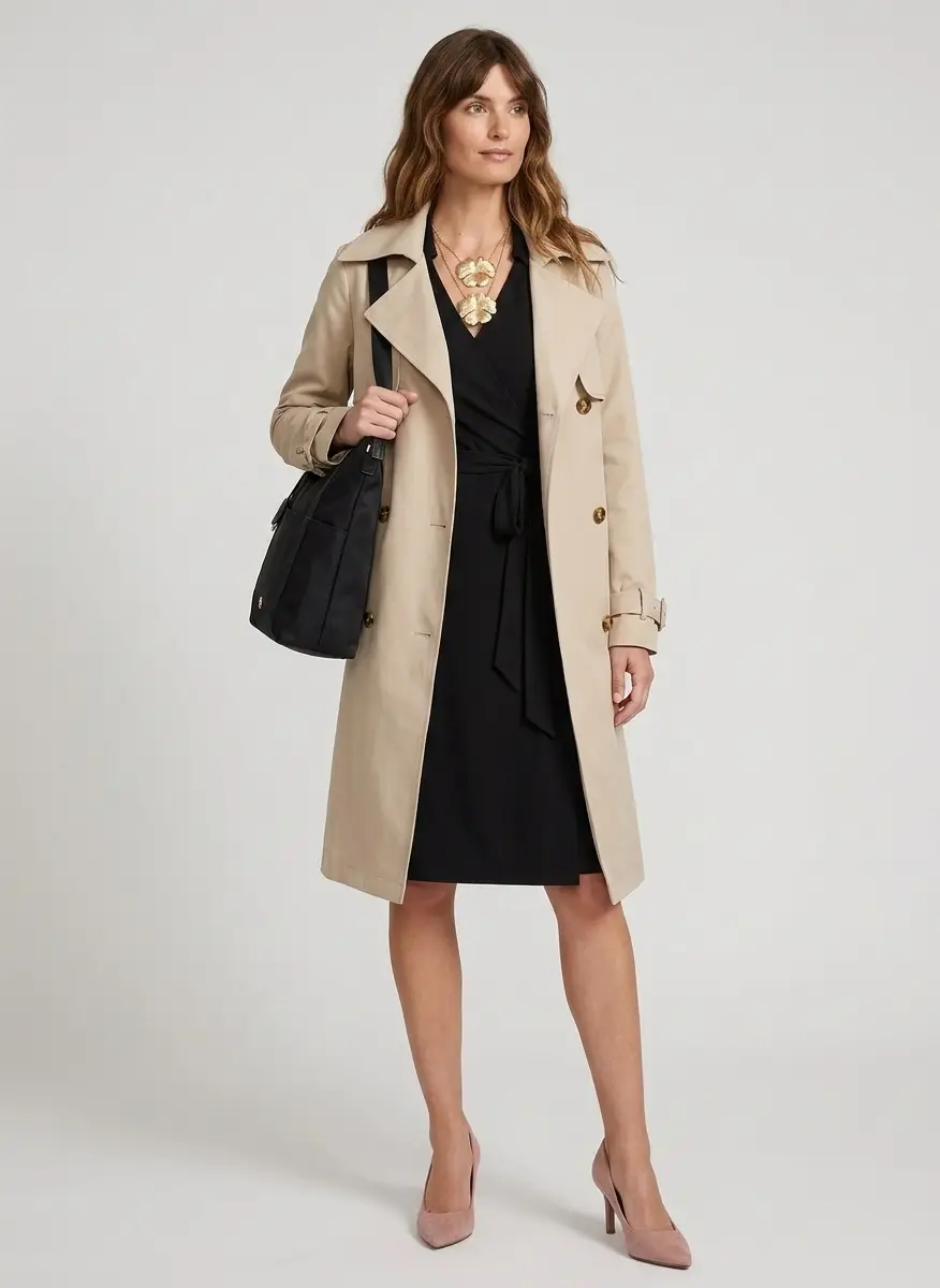 Lands' End Women's Cotton Modal Collared Wrap Dress 5