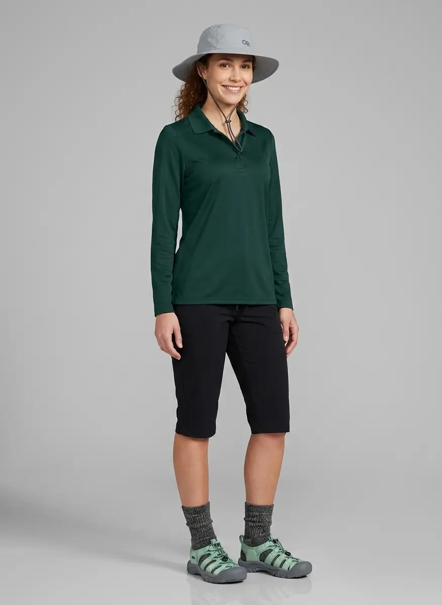 Lands' End Women's Long Sleeve Feminine Fit Rapid Dry Polo Shirt 4
