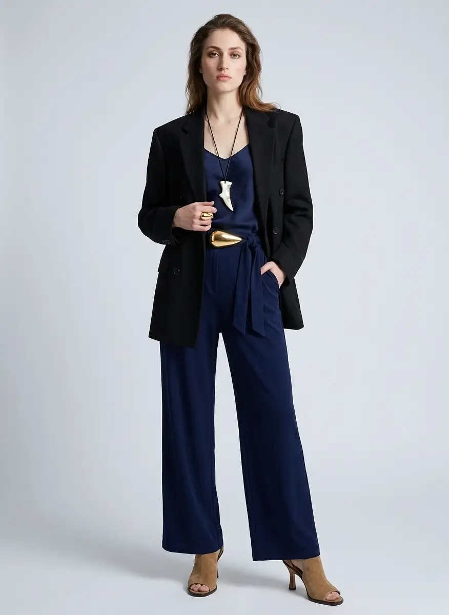 NY Collection Women's Sleeveless Belted Jumpsuit 4