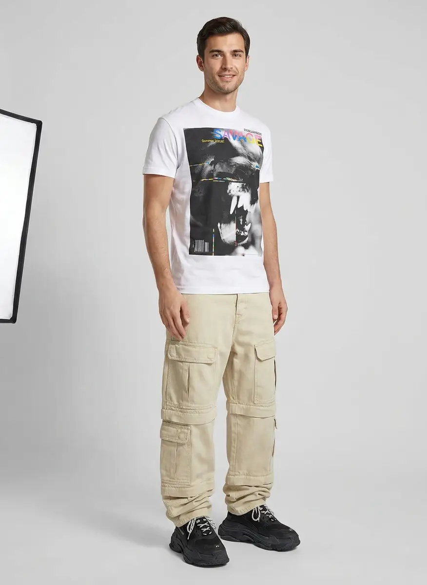 MNML Men's Ultrabaggy Channel Cargo Denim, Oversized Fit, Multi-Pocket Design, Washed Finish, Adjustable Waist, Streetwear Jeans 7