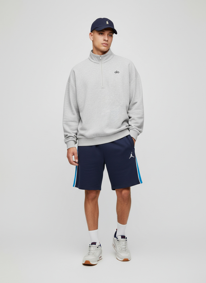 Alo Accolade 1/4 Zip Pullover - Athletic Heather Grey - Polo