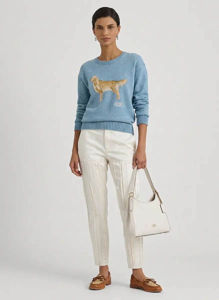 Ralph Lauren Intarsia Knit Golden Retriever Sweater 8