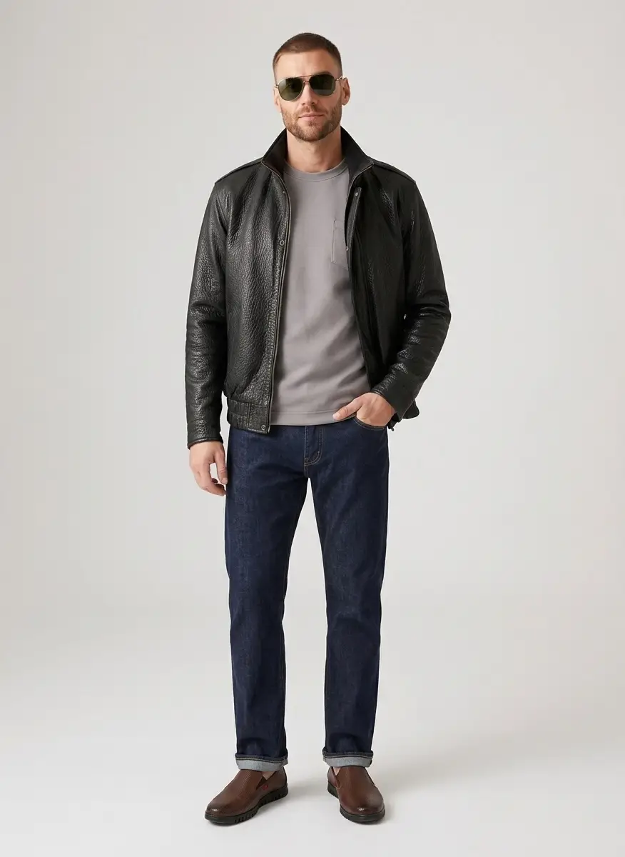 BGSD Men's Men Brandon Leather Bomber Jacket 5