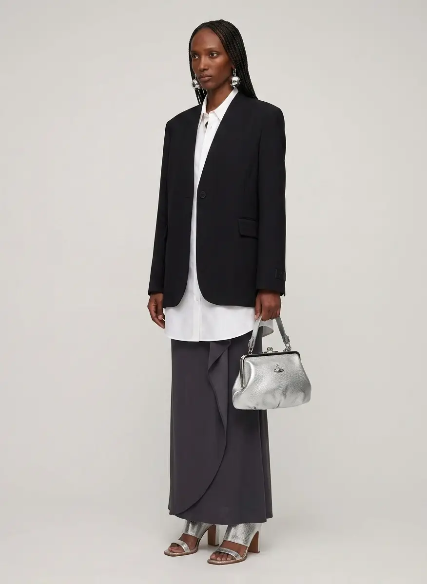MM6 Black Collarless Tailoring Wool Blazer 5