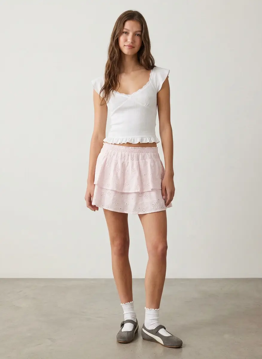 Kimchi Blue Kimchi Blue Posie Pointelle Knit Lace-Trim Ruffle Top 6