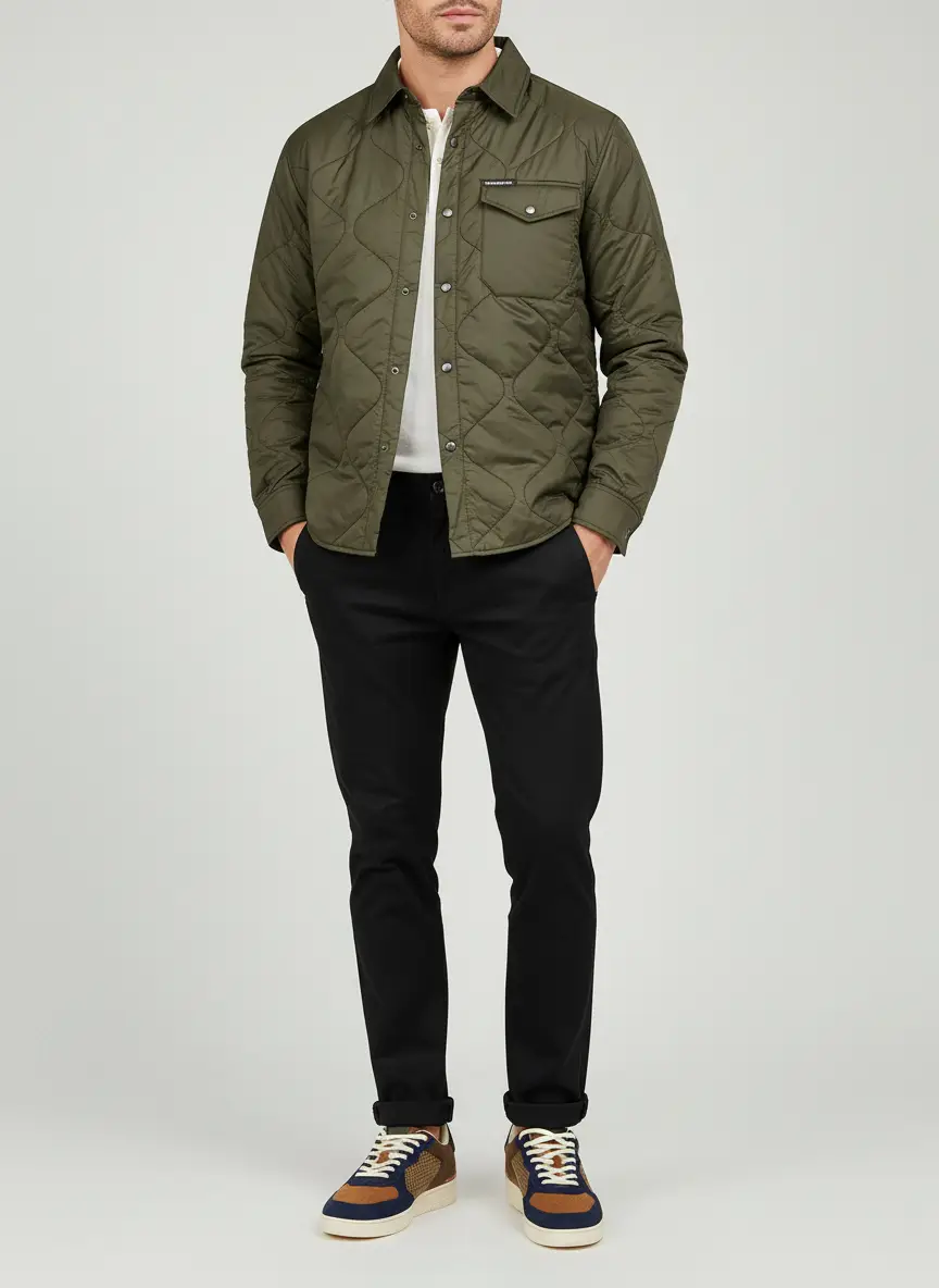 Members Only Men's Quilted Shirt Jacket 8