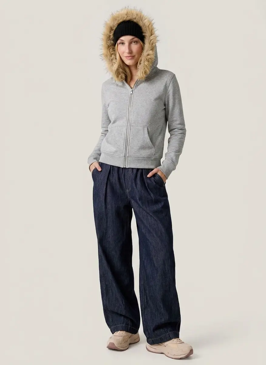 Out From Under Out From Under Bundle Up Faux Fur Trim Zip-Up Hoodie Sweatshirt 7