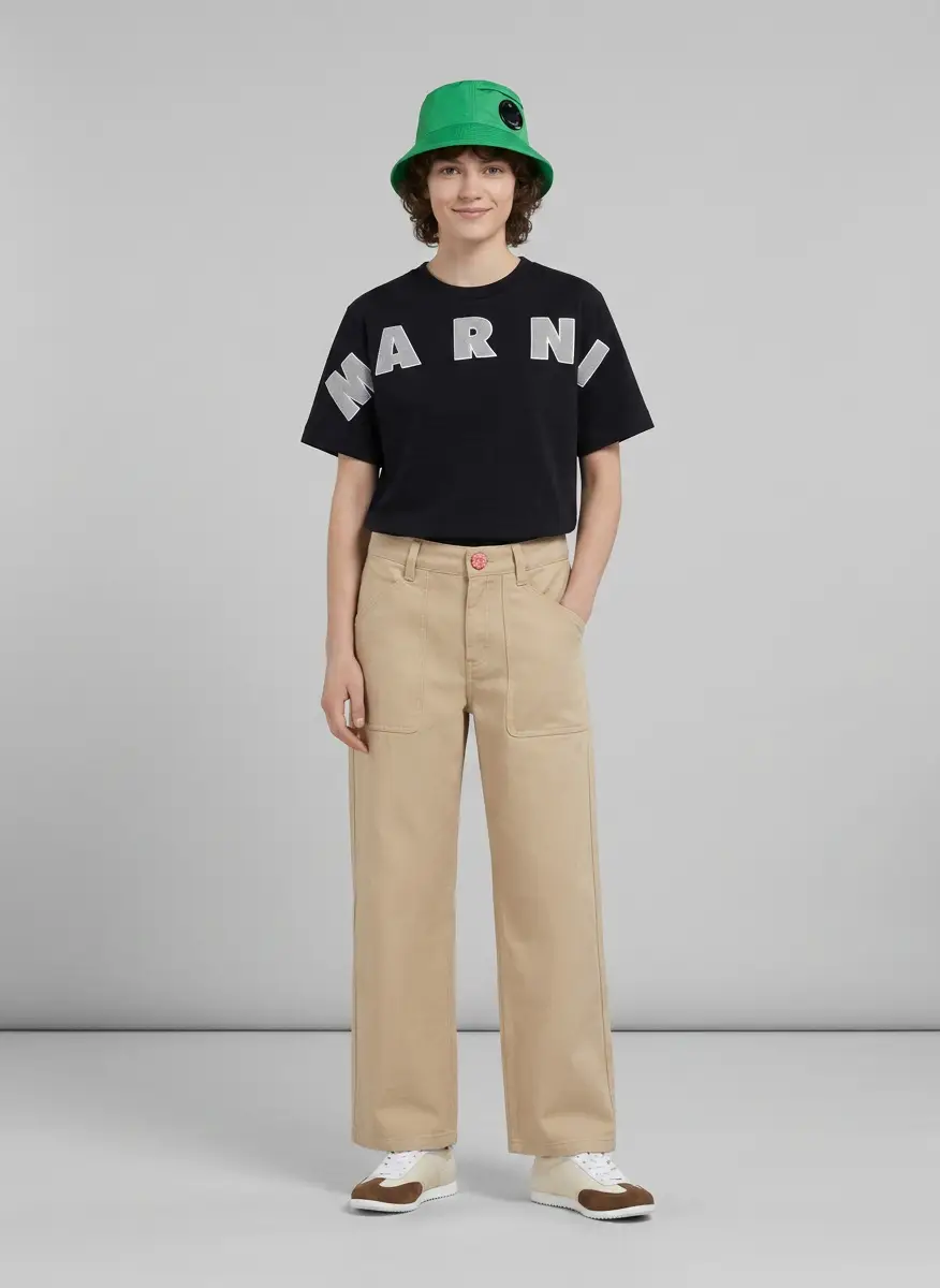 Kenzo Kids Wide Leg Twill Cotton Trousers 3