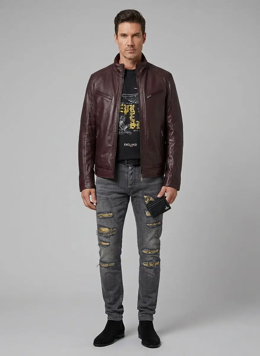 Regency Leathers Men's GUNNAR Leather Biker Jacket 4