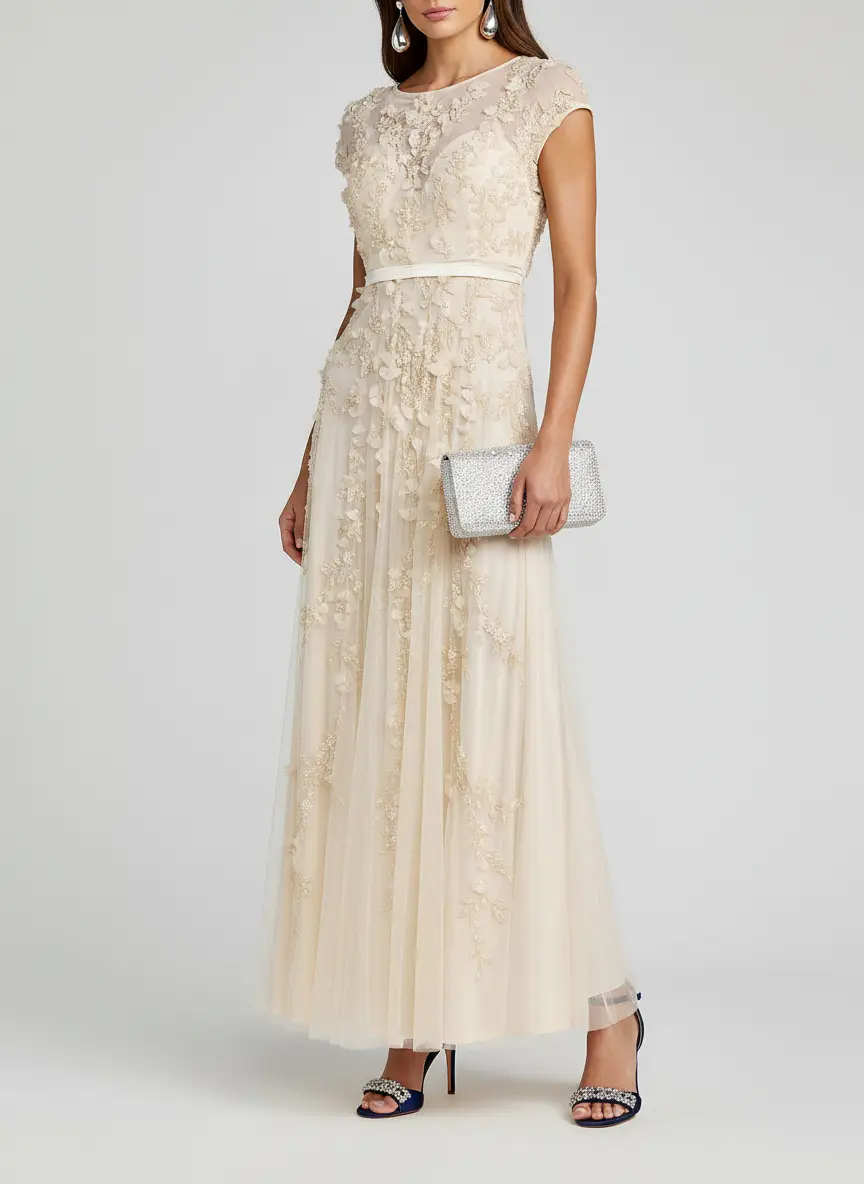 Mac Duggal Evening Floral-Embroidered Mesh Gown 6
