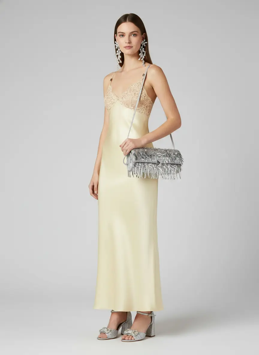 Self Portrait x Christopher Kane lace-trimmed satin maxi dress 7