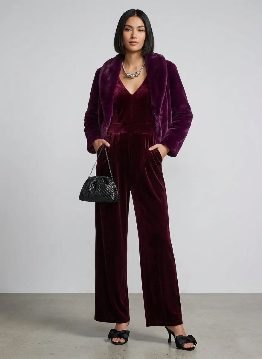 Textured Velvet & Faux Fur