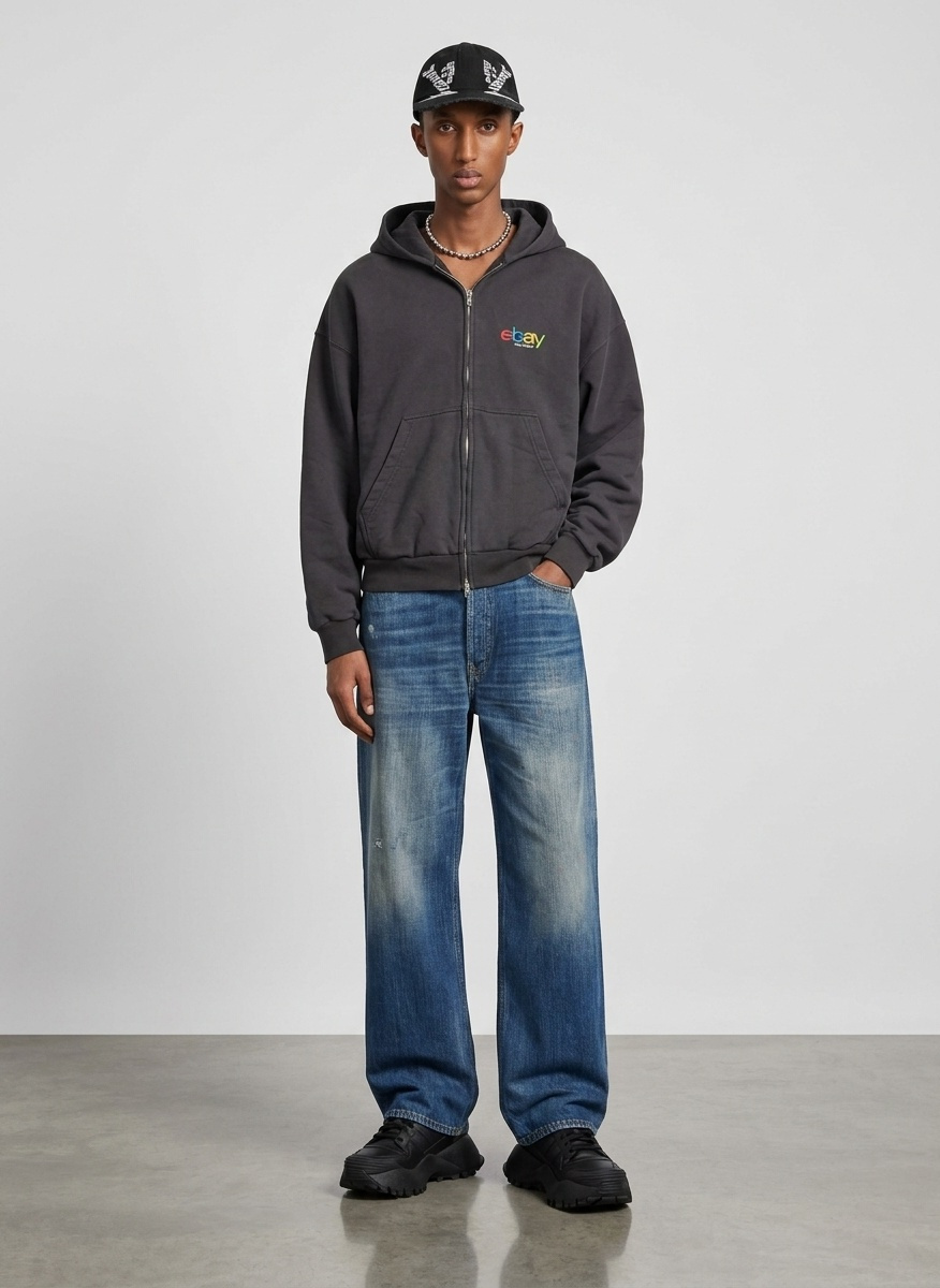 Balenciaga Black eBay Edition Zip-Up Hoodie - Hoodies - Free
