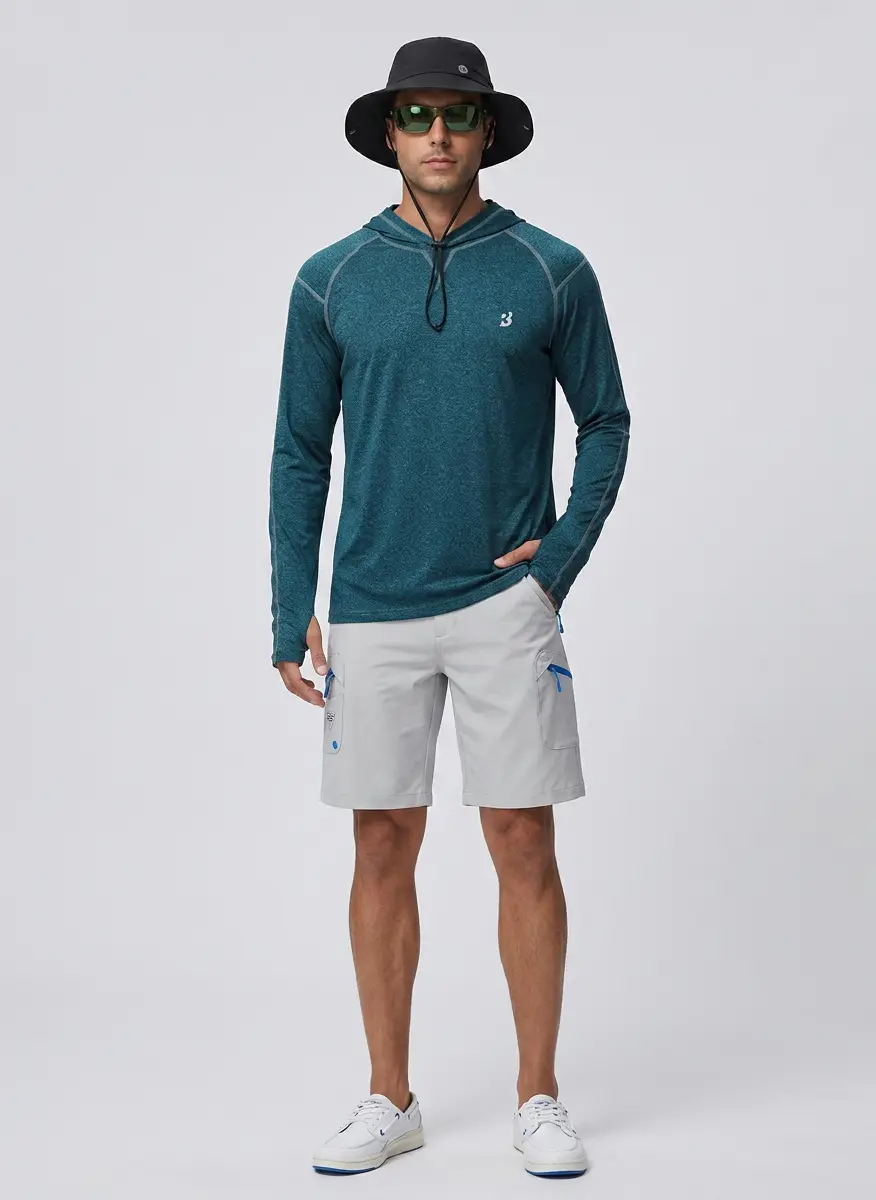 Roadbox Roadbox Mens UPF 50+ Fishing Shirts, Long Sleeve UV Sun Hoodie, Hiking Running Swim Athletic Workout Shirt 3