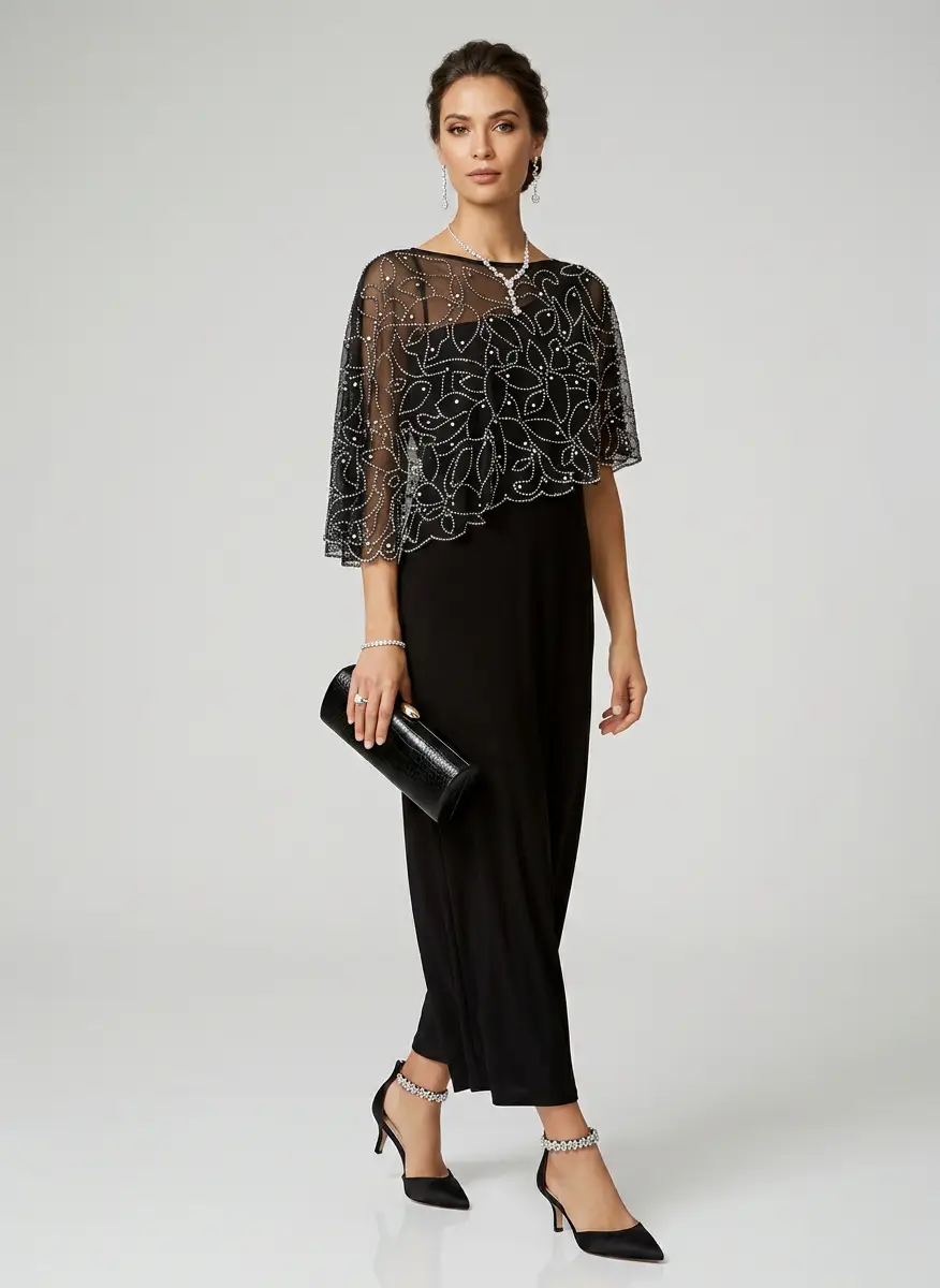 MSK Women's Boat-Neck Embellished-Cape Jersey-Knit Gown 6